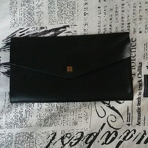 Black clutch leather wallet